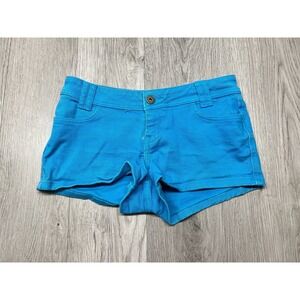 Micro Mini Low Rise Denim Shorts Zanadi Robins Egg Blue Roll Cuff Juniors 7